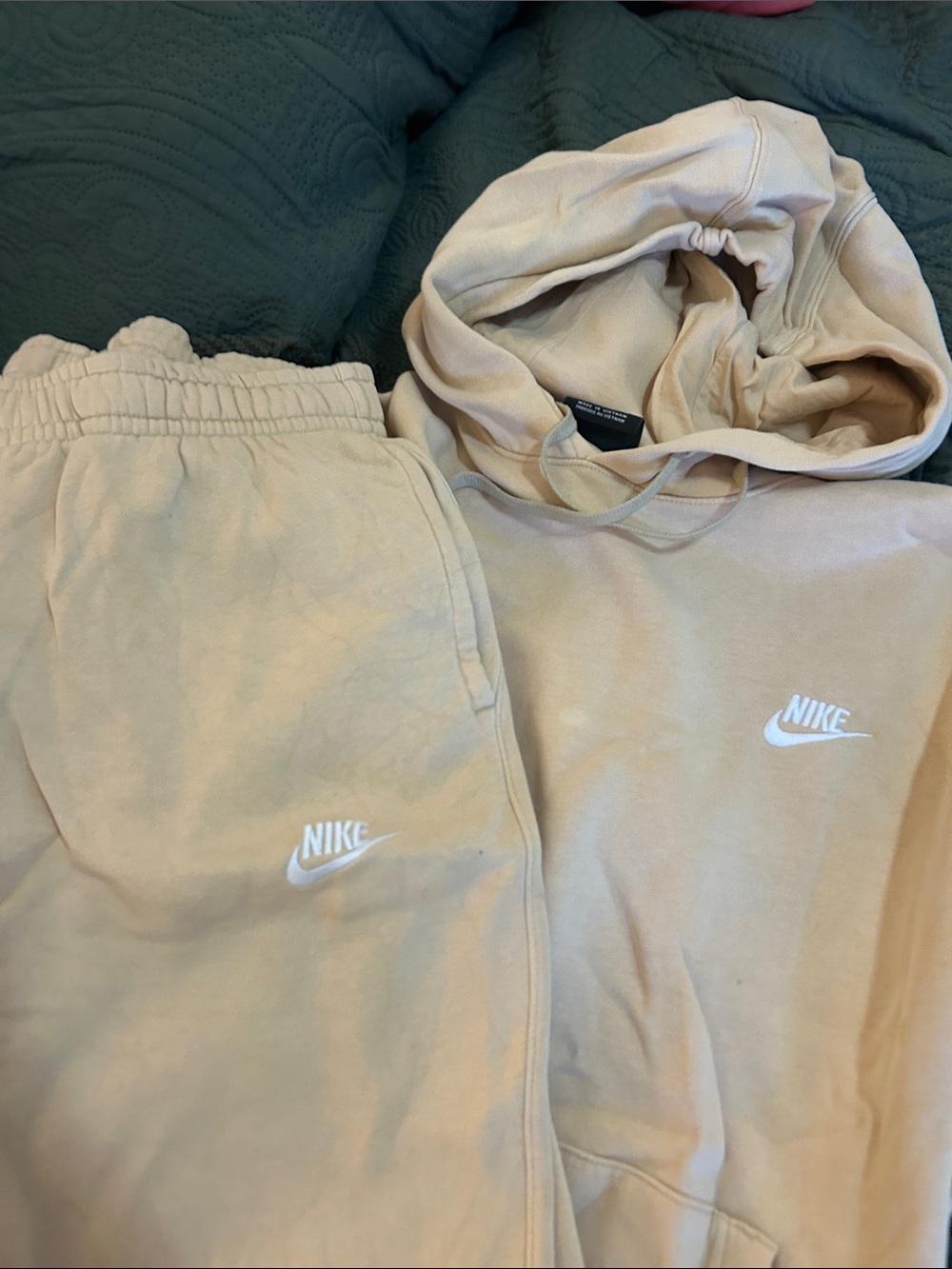 Nike Beige Women's Fleece Hoodie & Joggers Set